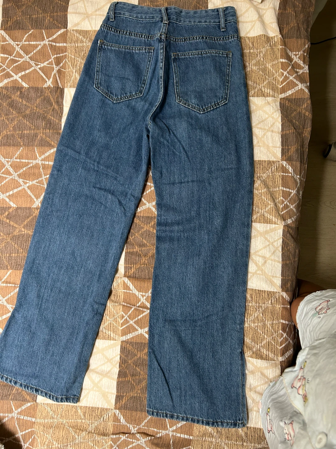 Blue Denim Wide Leg Jeans with Slit Detail - photo 4