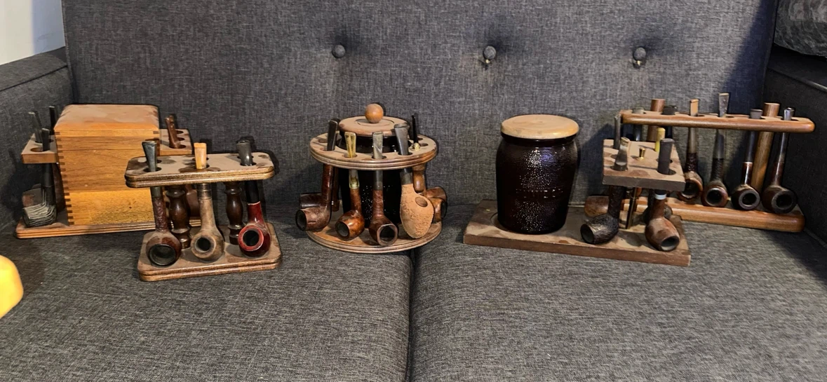 24 Old Pipes with Holders and Humidors - photo 2
