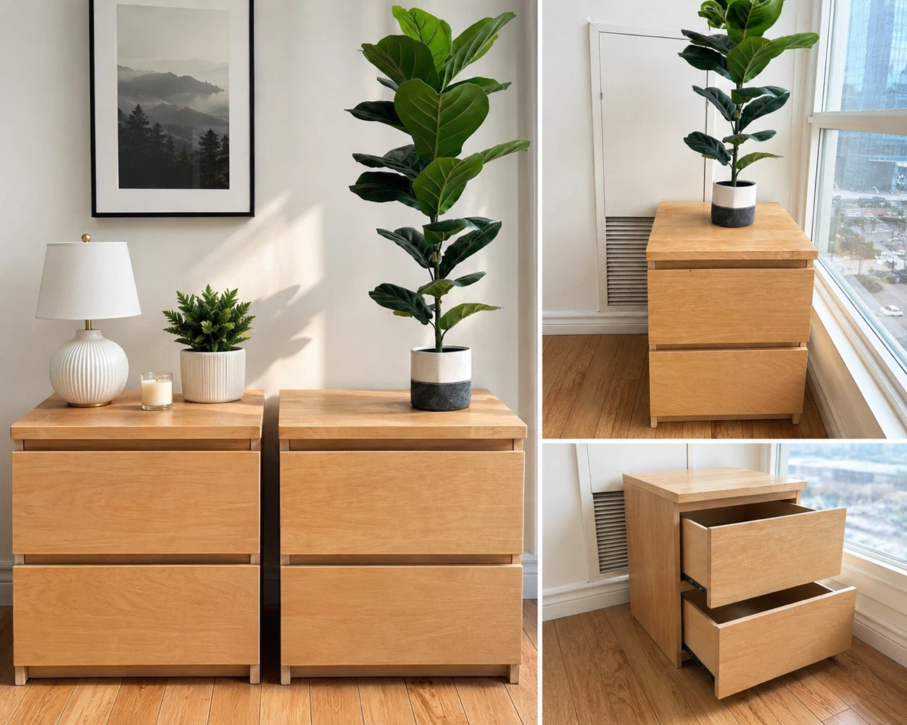 2-Drawer Nightstand/Bedside Table