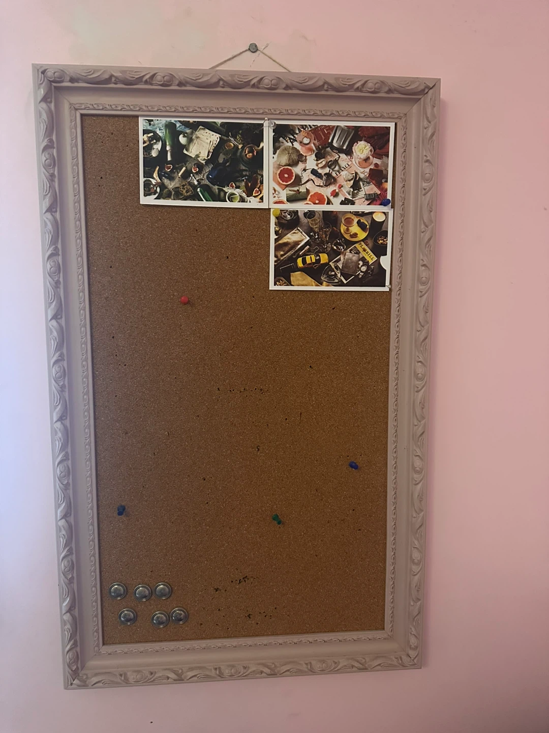 Decorative Cork Bulletin Board with Ornate Frame