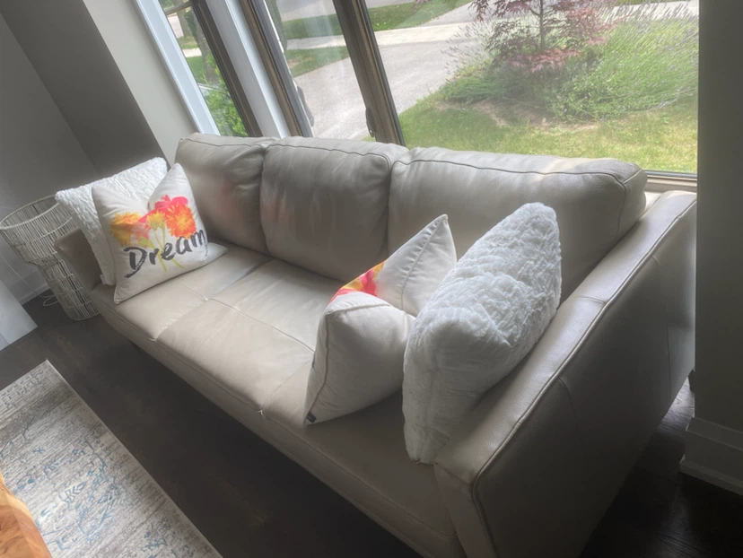 MOVING SALE Light Beige Leather Sofa - photo 2