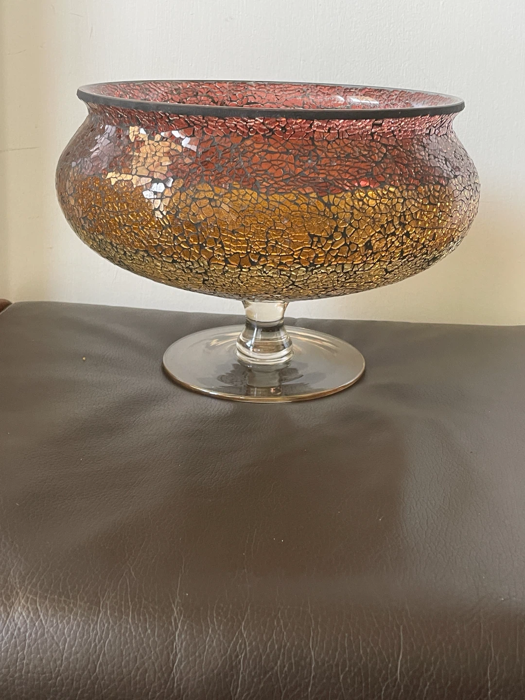 Mosaic Glass Pedestal Bowl
