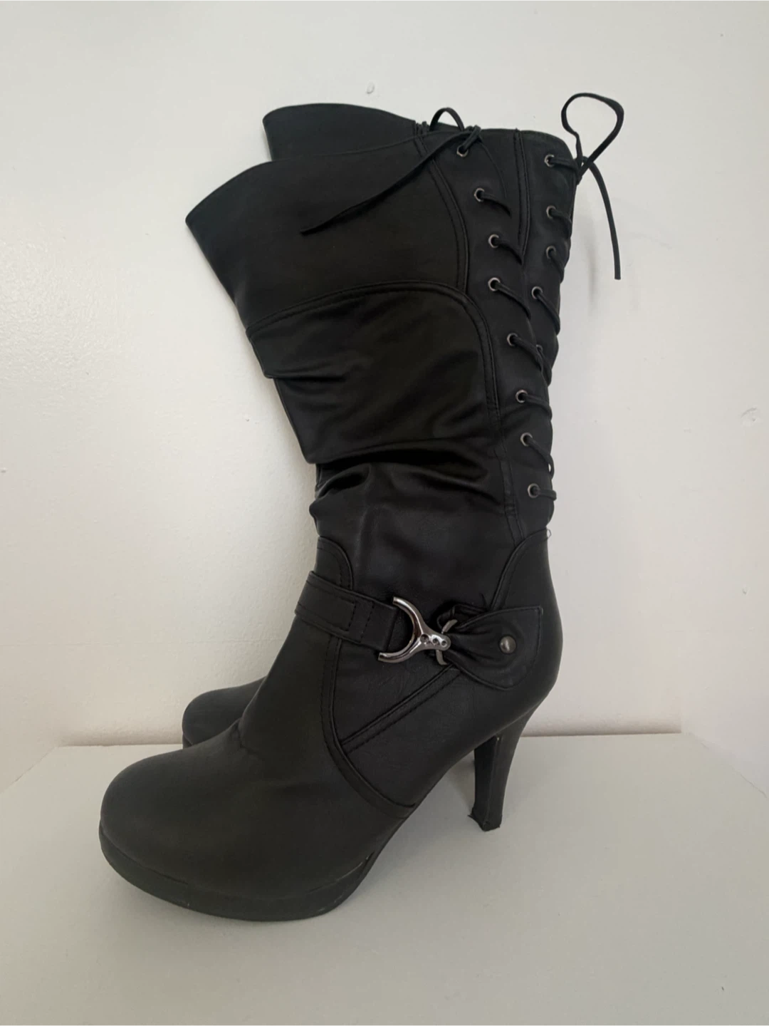 Black Page-65 Knee-High Boots Size 10