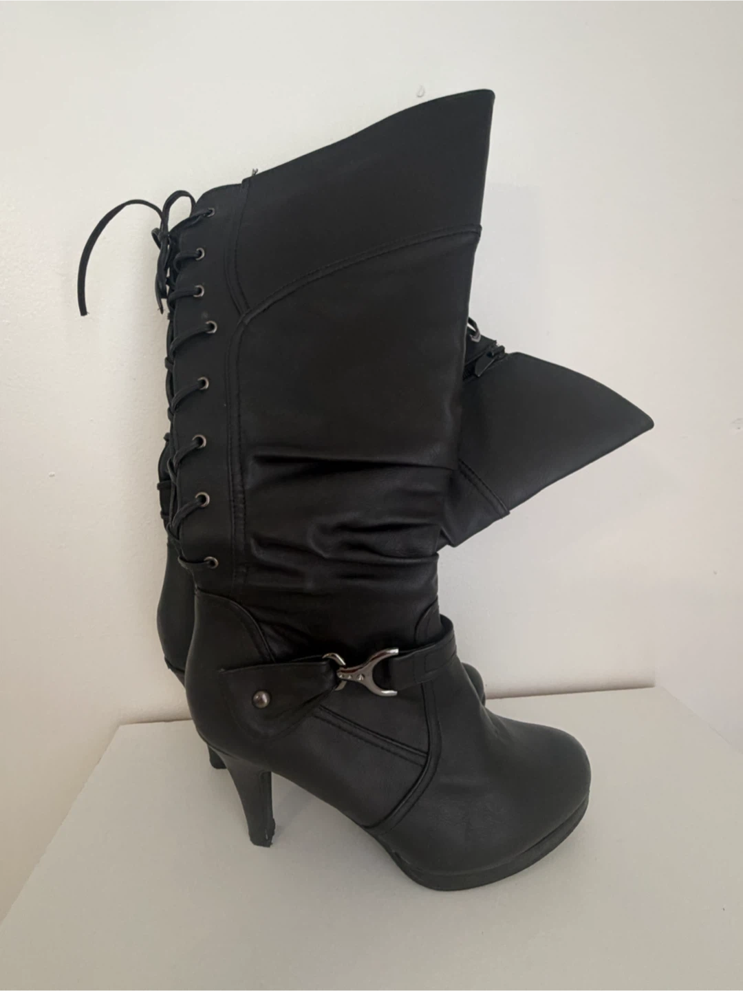 Black Page-65 Knee-High Boots Size 10 - photo 3