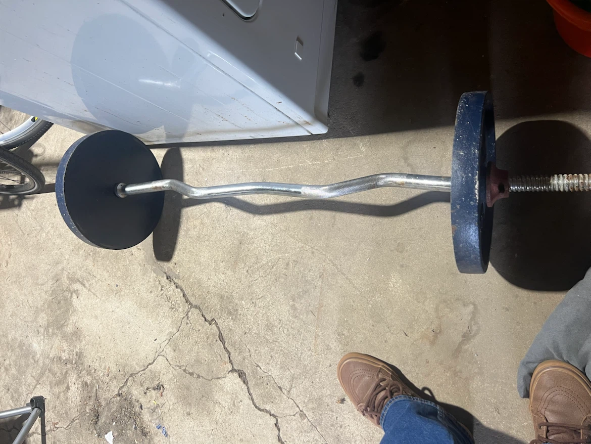 Curl Barbell Bar with 2x 25lb Weight Plates