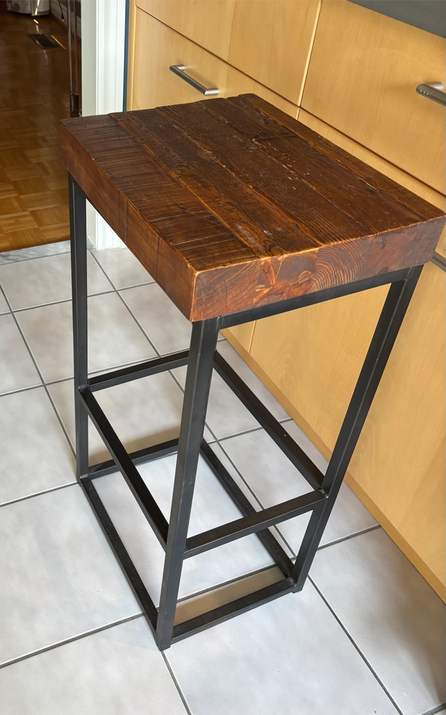Industrial Bar Stool - Wood Top