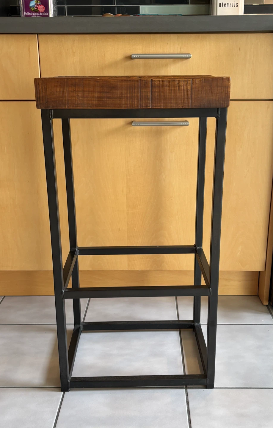 Industrial Bar Stool - Wood Top - photo 2