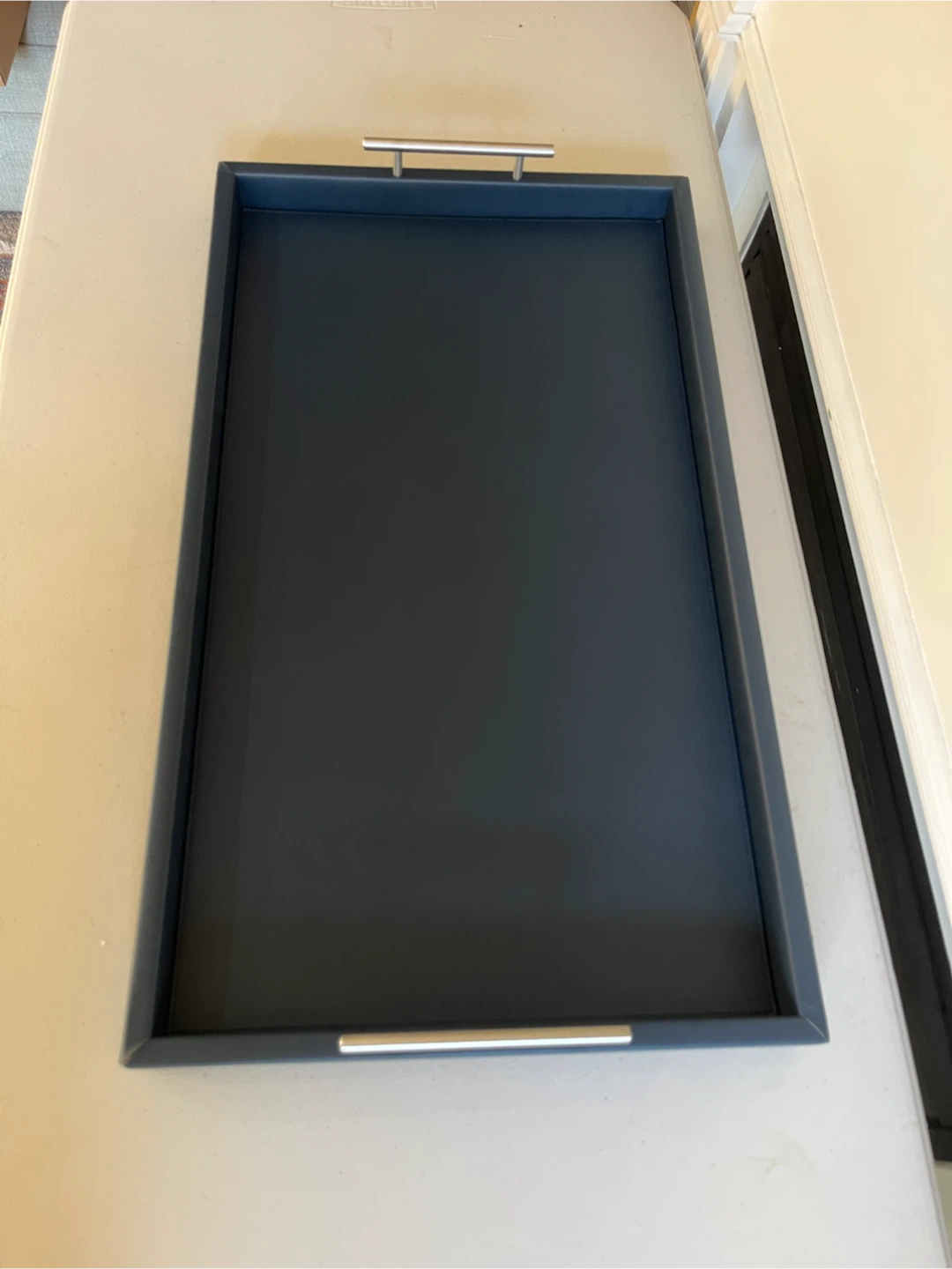 ONE PRIVÉ leather Serving Tray with nickel Handles 15x26 inches - photo 3
