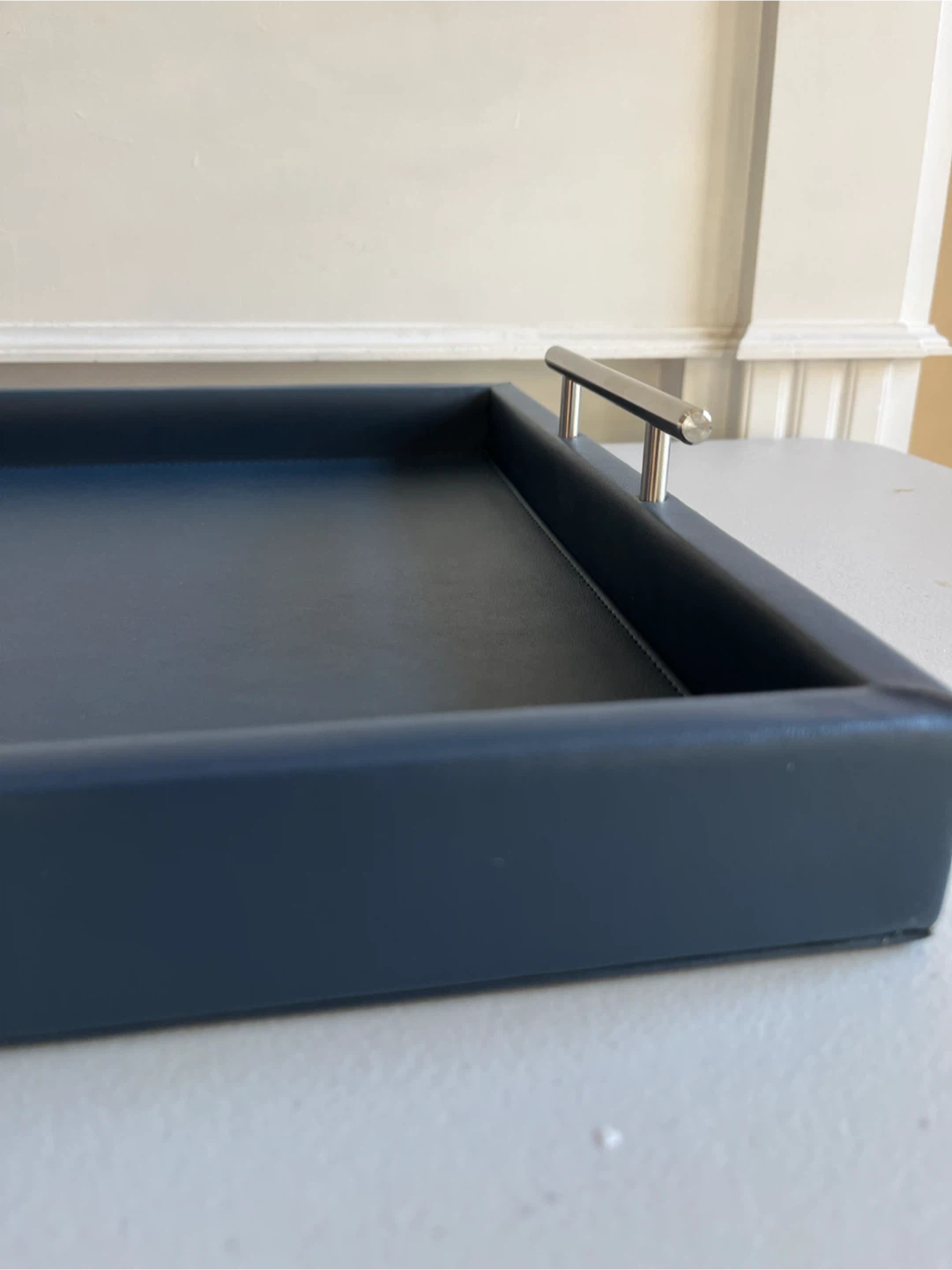 ONE PRIVÉ leather Serving Tray with nickel Handles 15x26 inches - photo 5
