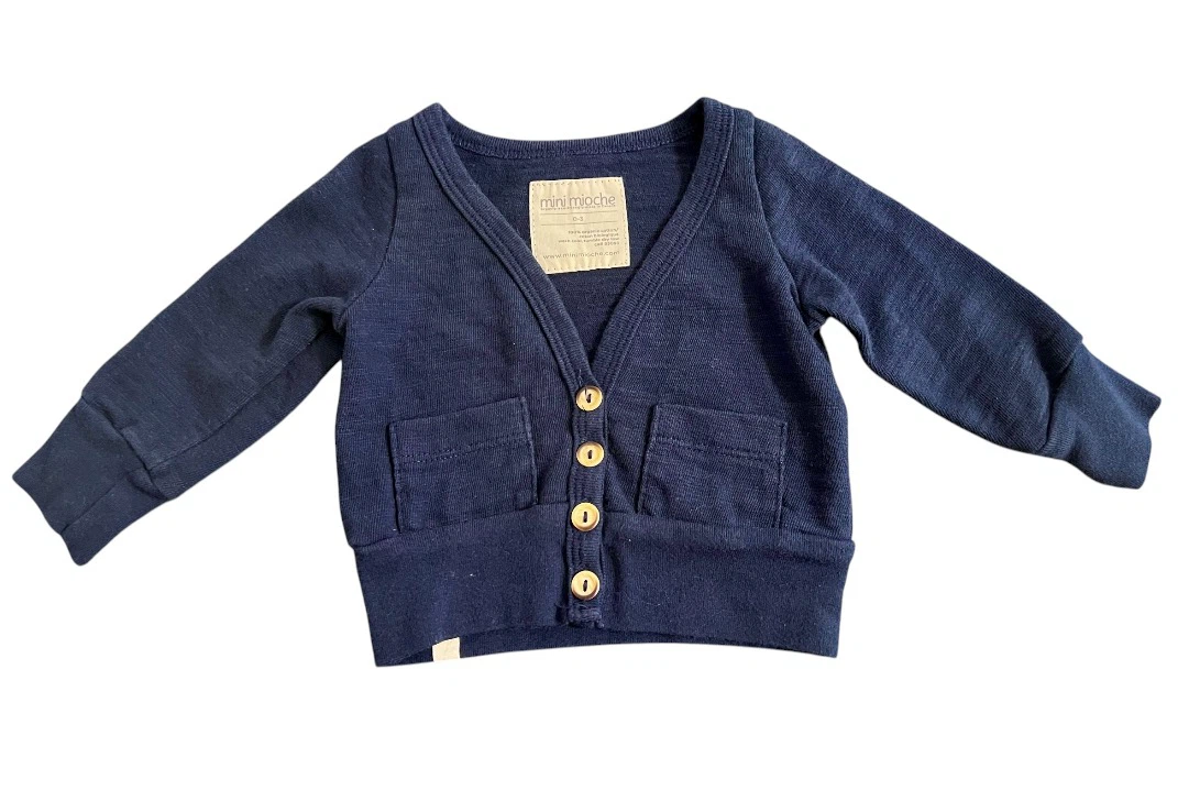 Mini Mioche Organic Cotton Mod Cardi – Newborn 0–3M – Like New