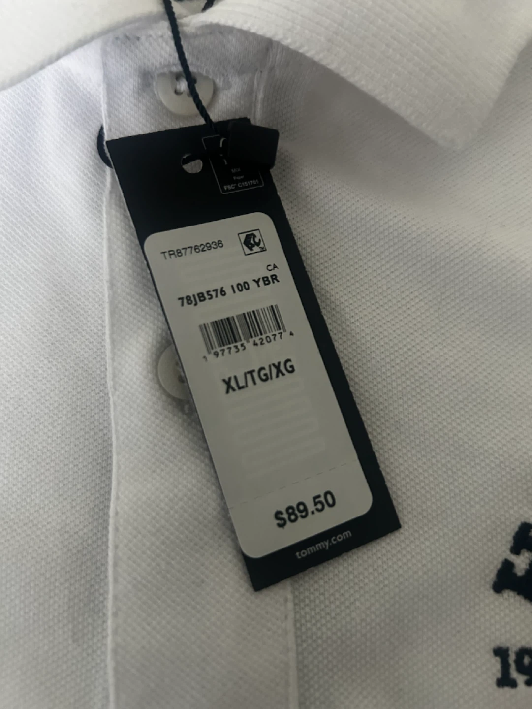NWT Tommy Hilfiger Polo Shirt White Mens XL - photo 3