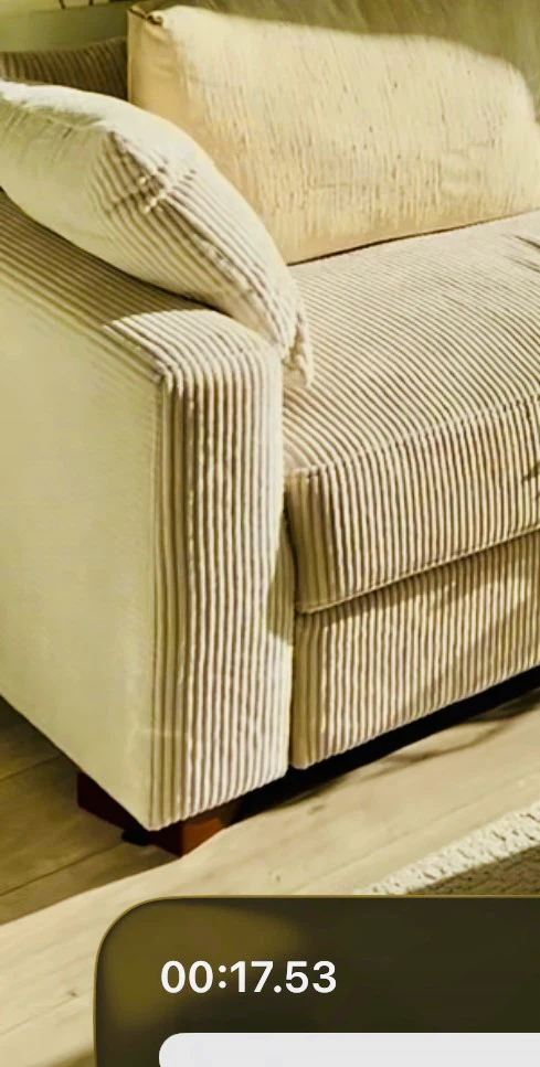 Beige Corduroy Sofa with Minor Leg Issue - photo 2