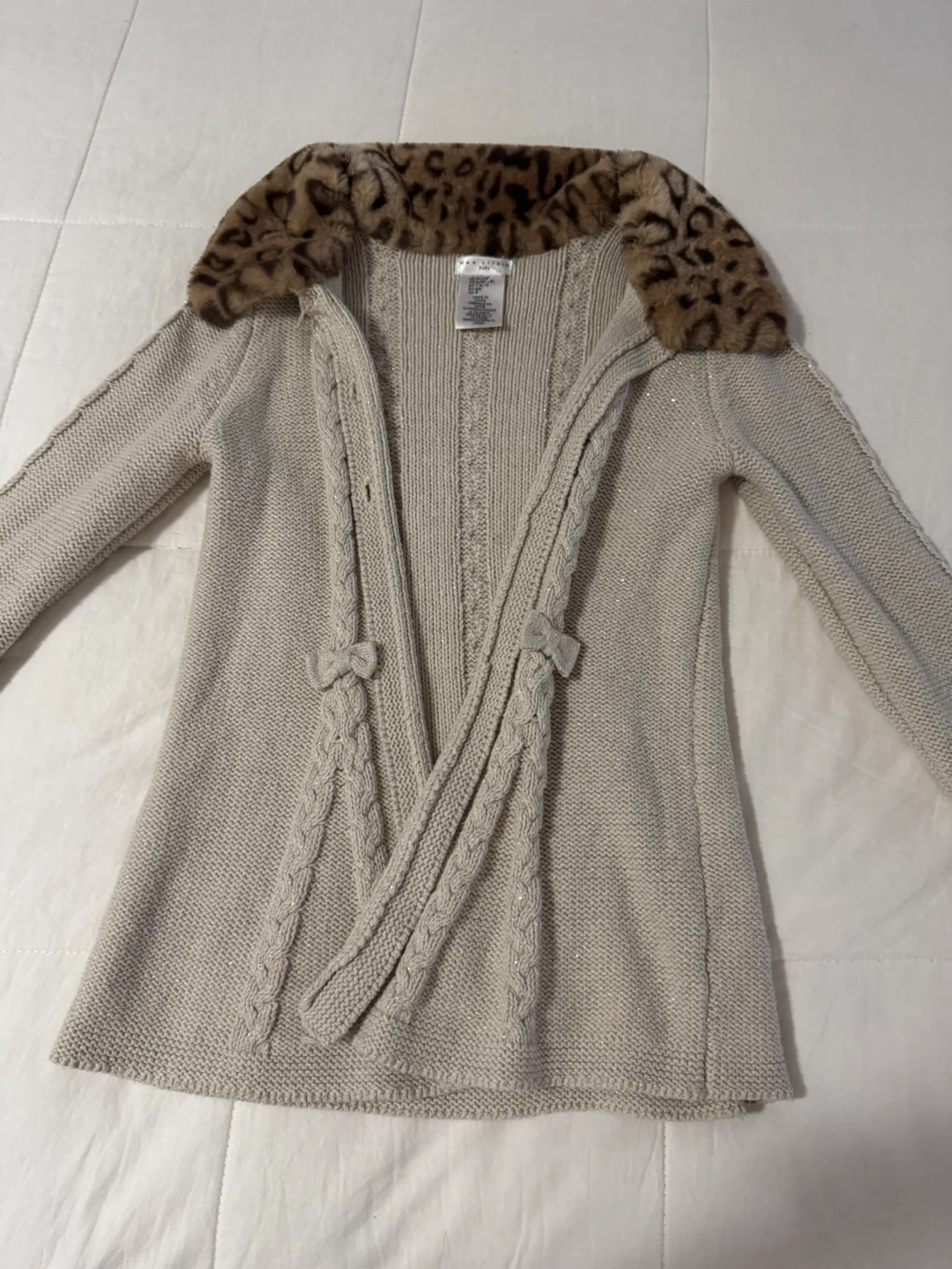 Max Studio Kids Cardigan with Faux Fur Collar