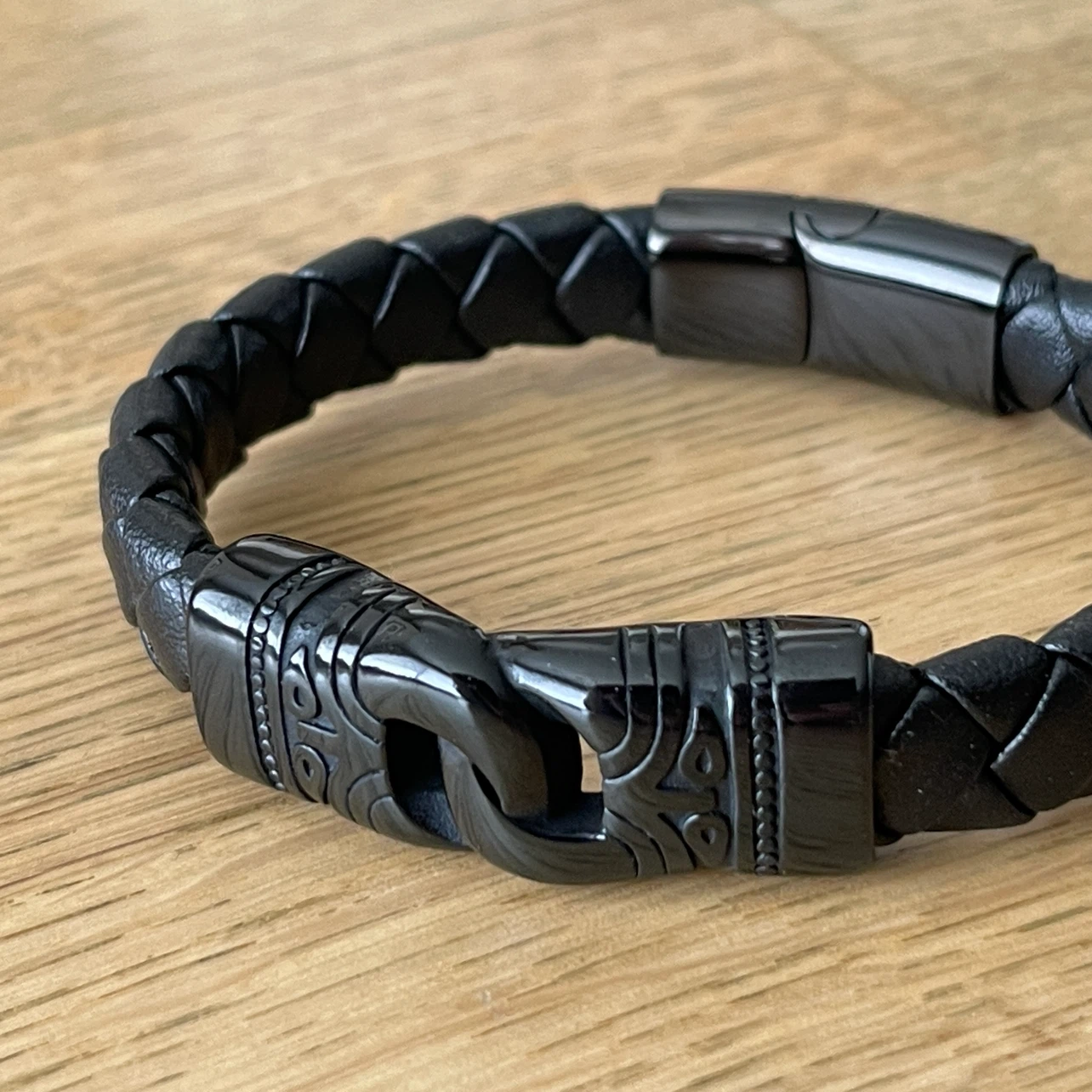 Tribal Hook Braided Leather & stainless steel Bracelet