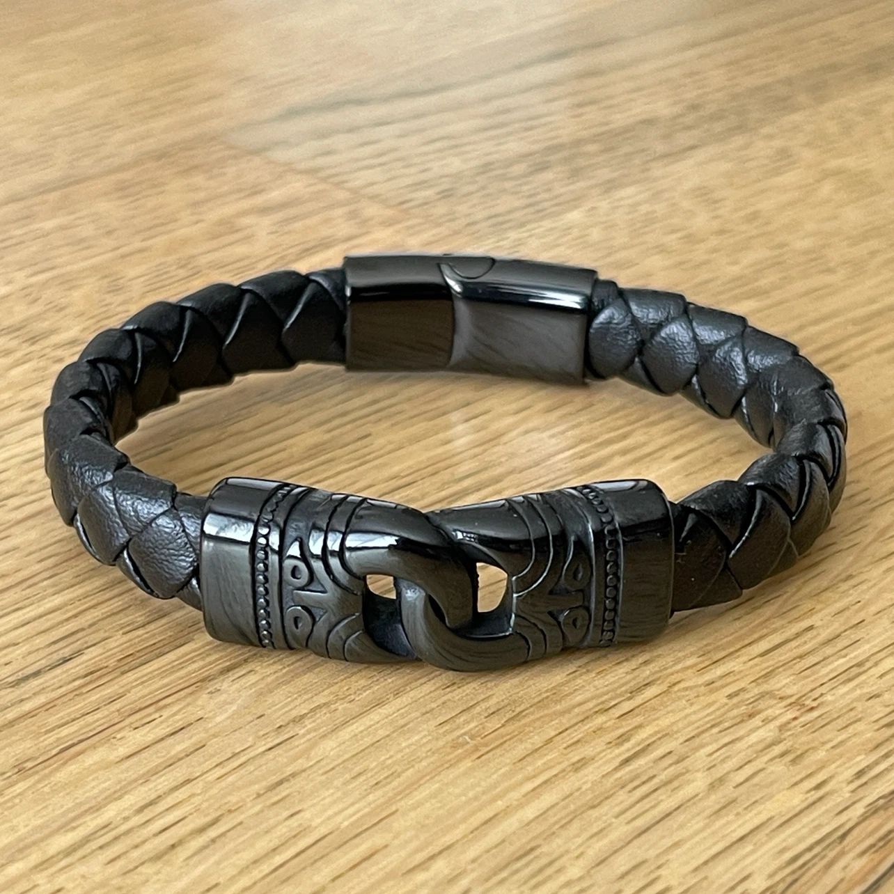 Tribal Hook Braided Leather & stainless steel Bracelet - photo 3