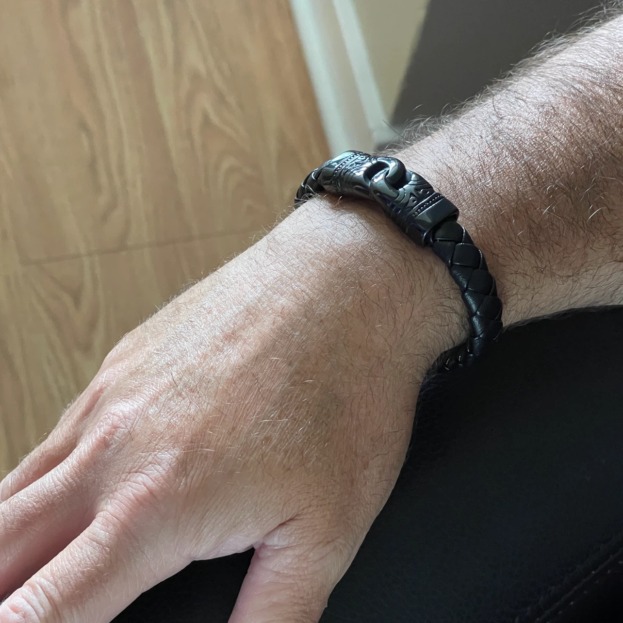 Tribal Hook Braided Leather & stainless steel Bracelet - photo 5