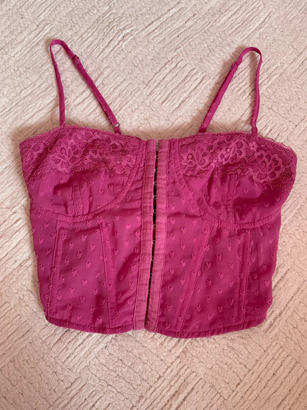 Pink lacy corset top