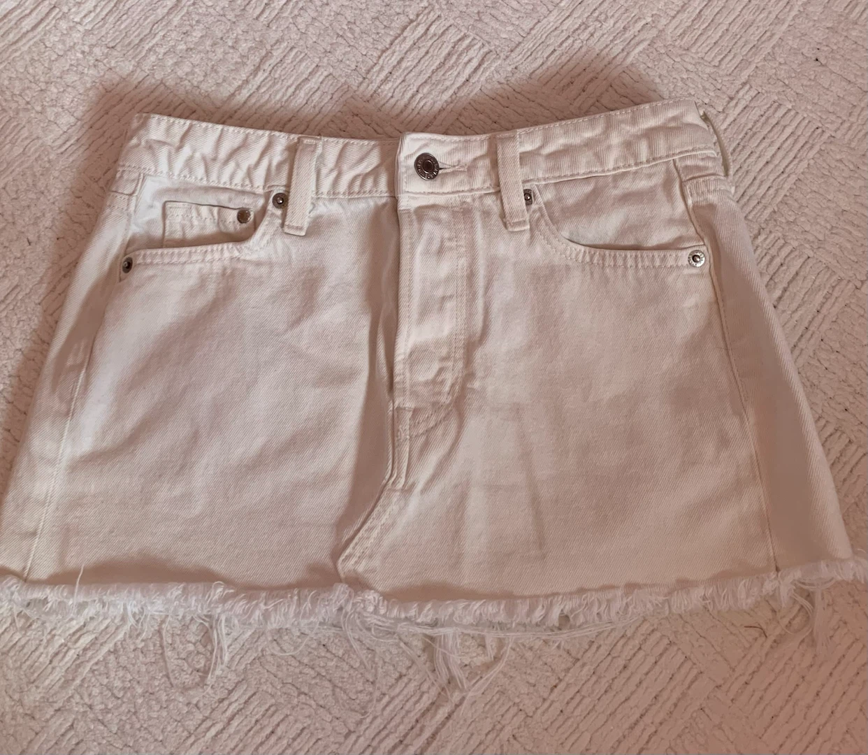 White mini jean skirt
