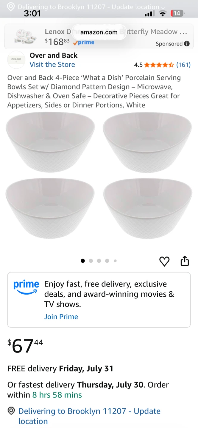 Set of 4 White Porcelain Pasta Bowls - photo 3