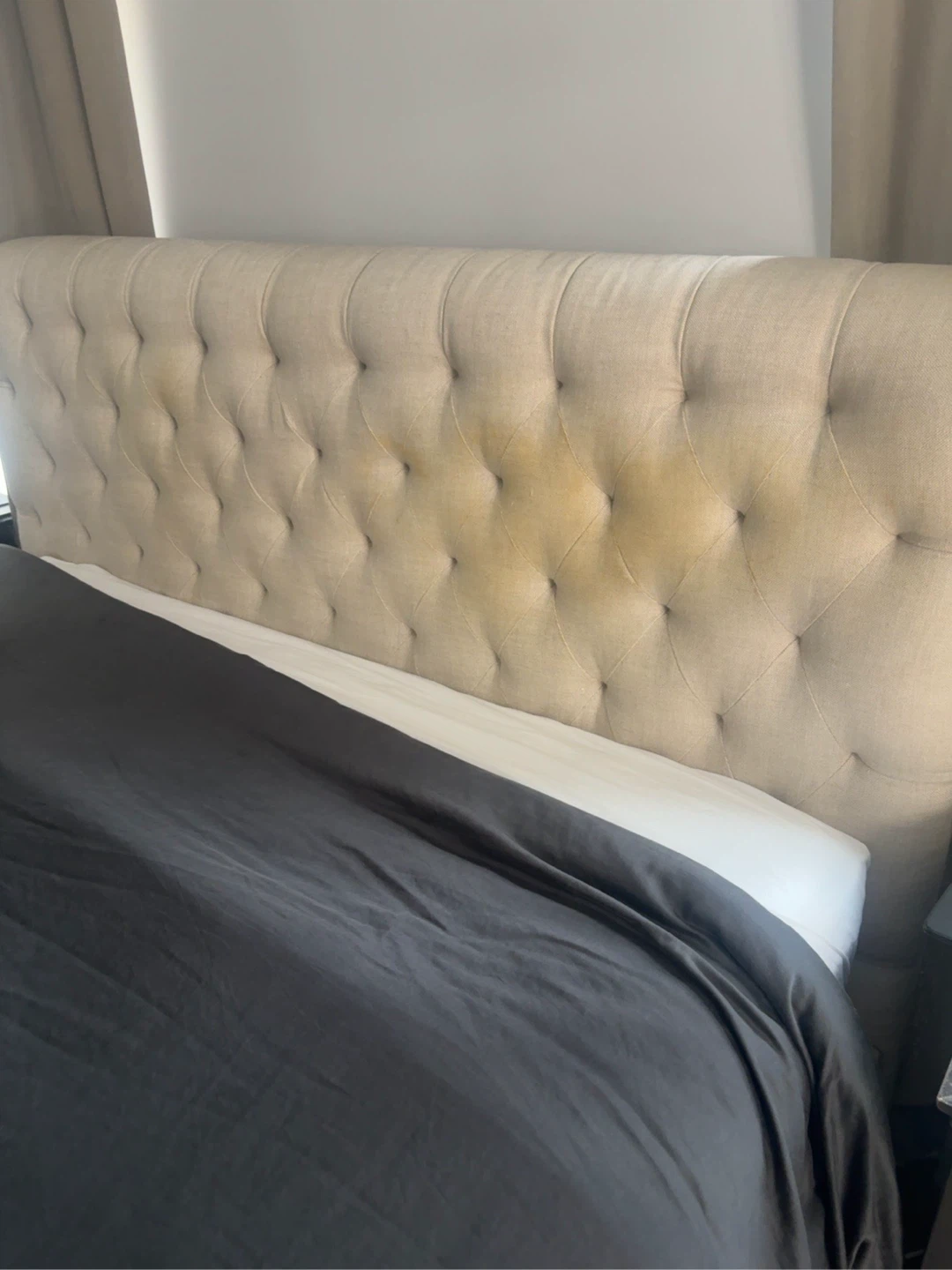 Restoration Hardware King Upholstered Bed Frame – Solid & Sturdy
