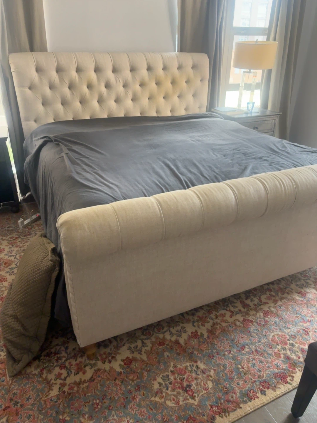 Restoration Hardware King Upholstered Bed Frame – Solid & Sturdy - photo 3