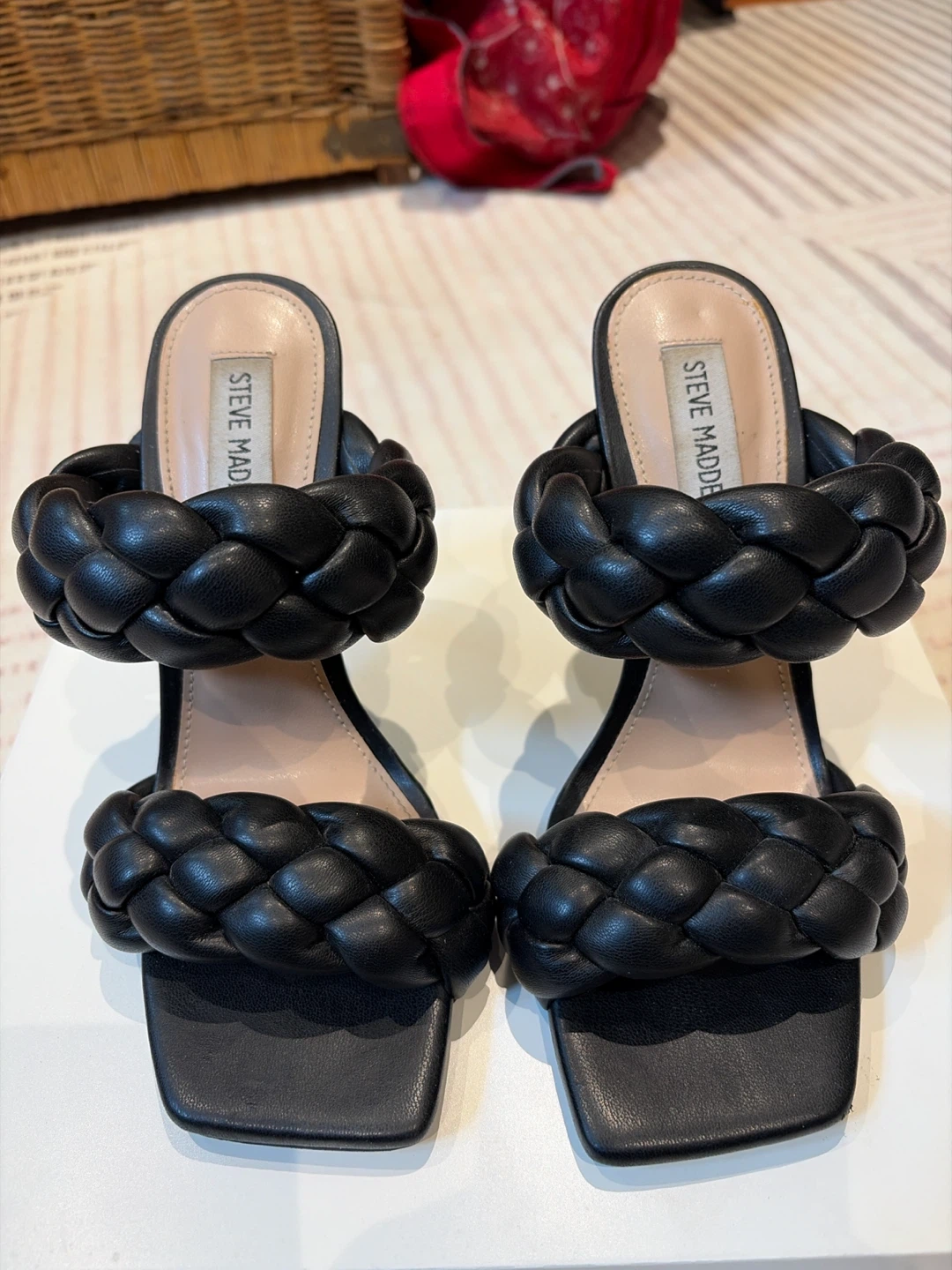 Steve Madden Black Braided “kissi” Heels
