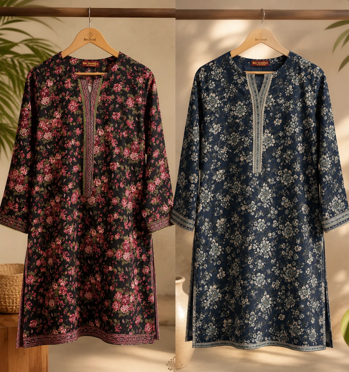 Beautiful green and black printed kurta and pants set