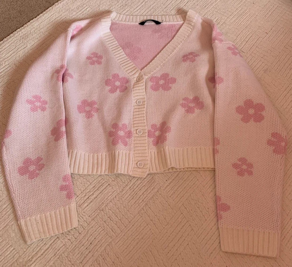 Pink and white flower cardigan