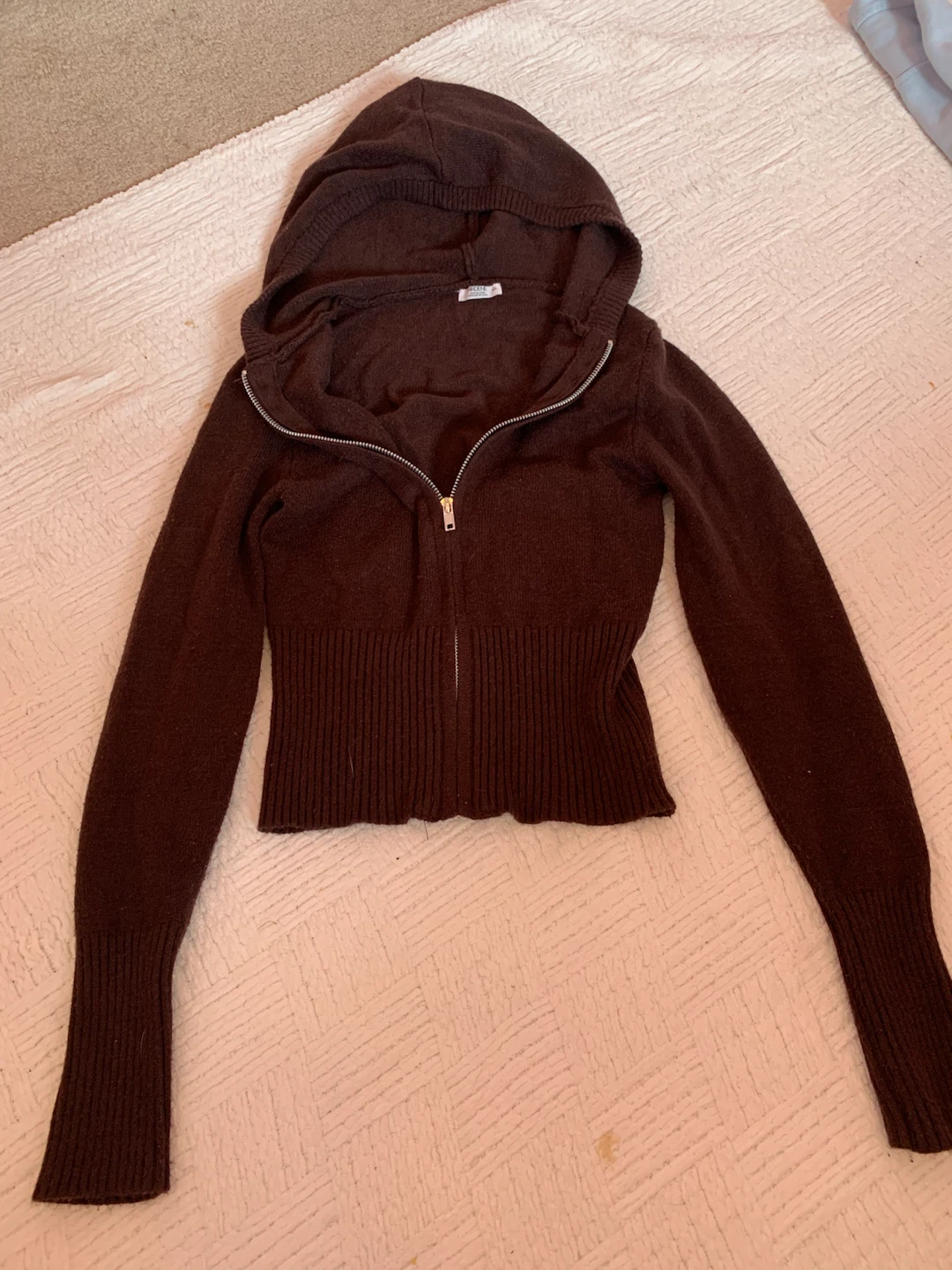 2000s ripped zip up sweater