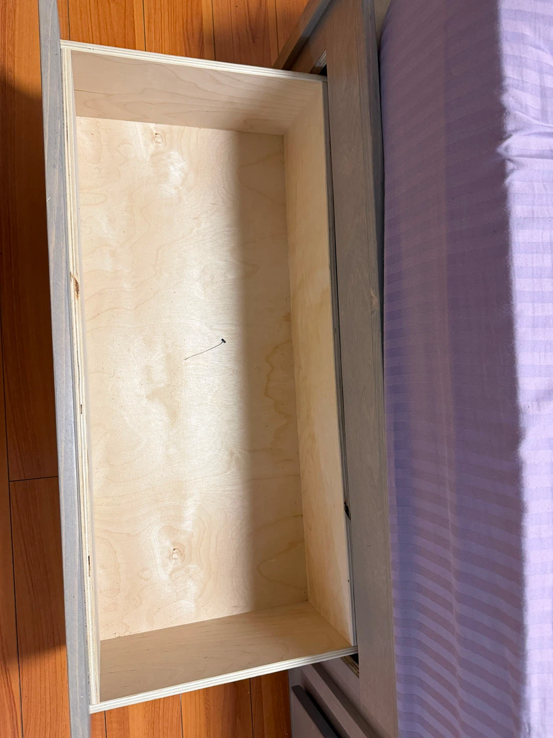 Grey Wood Bed Frame with Storage Drawers - photo 3