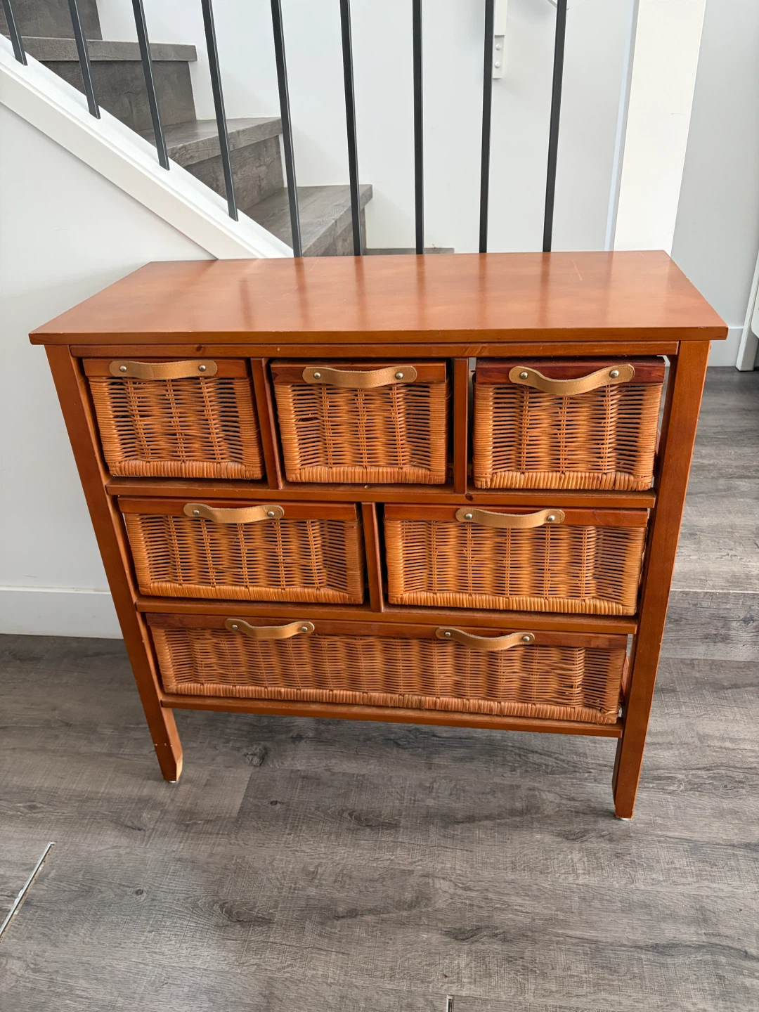 Dresser 6 drawers wicker in brown