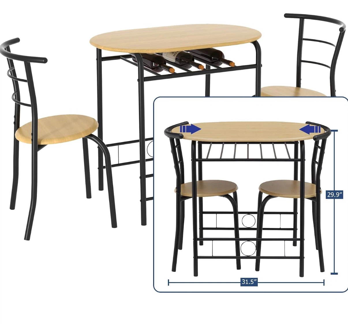 3-Piece Dining Set with Wine Rack - photo 2