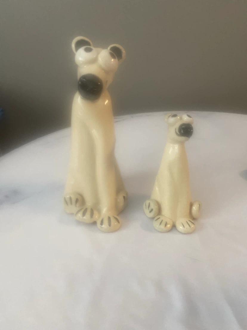 Set of 2 Ceramic Dog Figurines