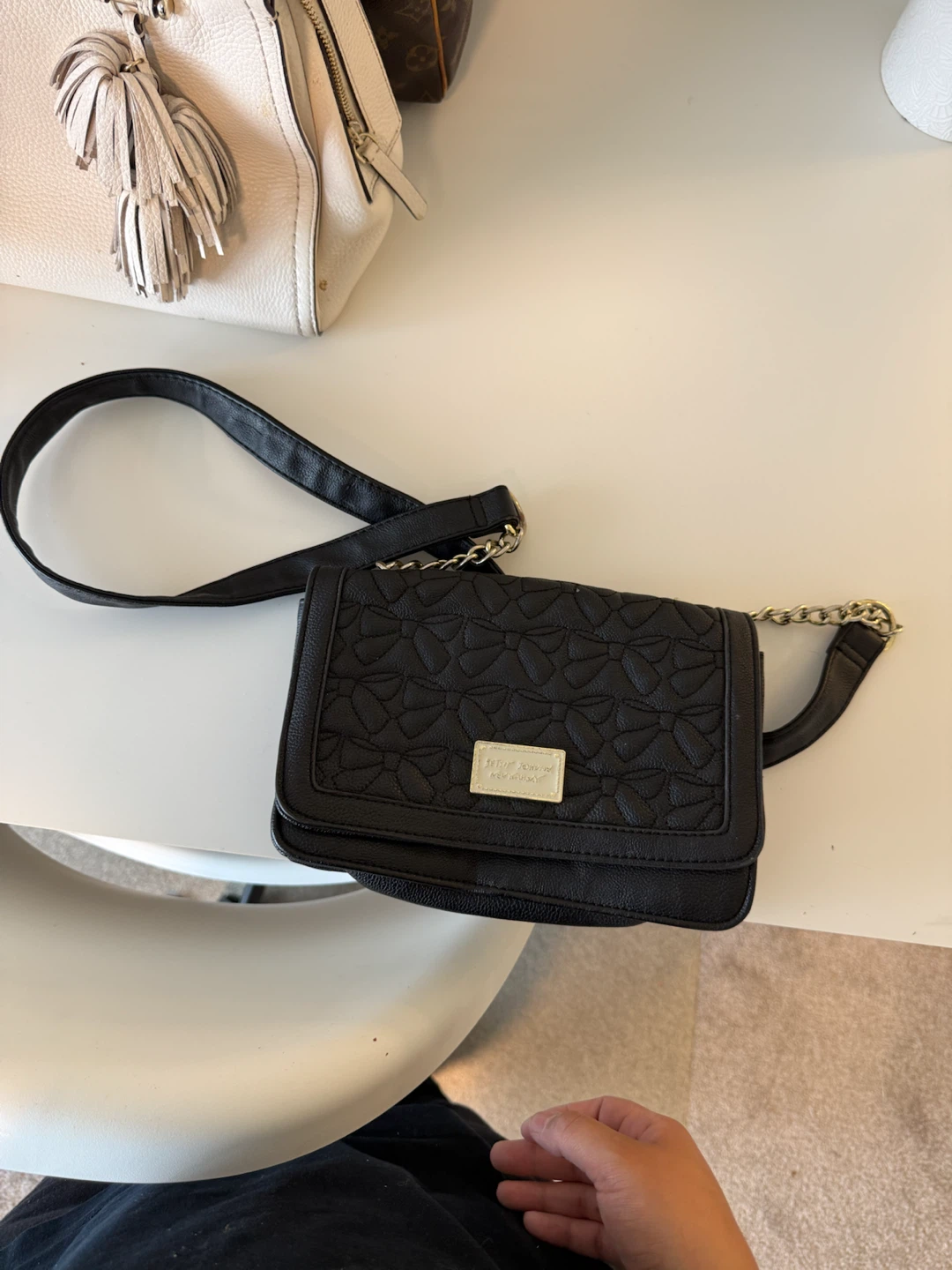 Betsey Johnson Black Quilted Crossbody Bag