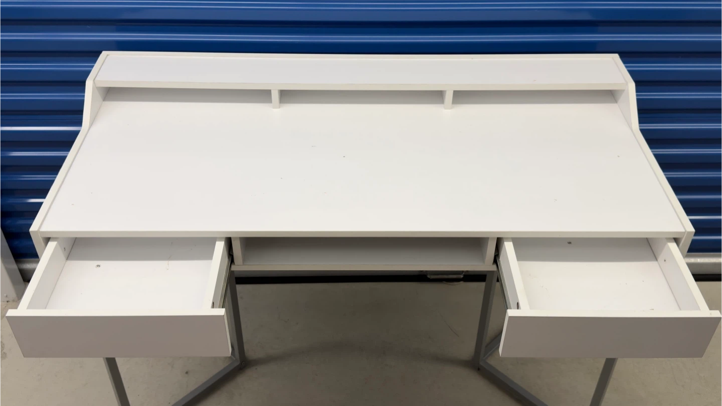 Computer desk - 48"l / white / silver metal - photo 4