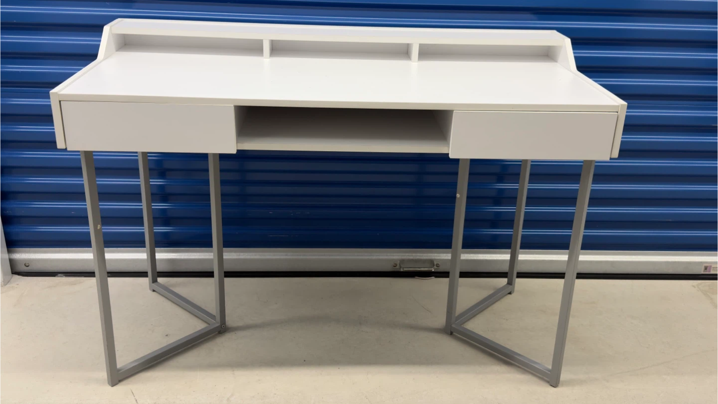 Computer desk - 48"l / white / silver metal - photo 2