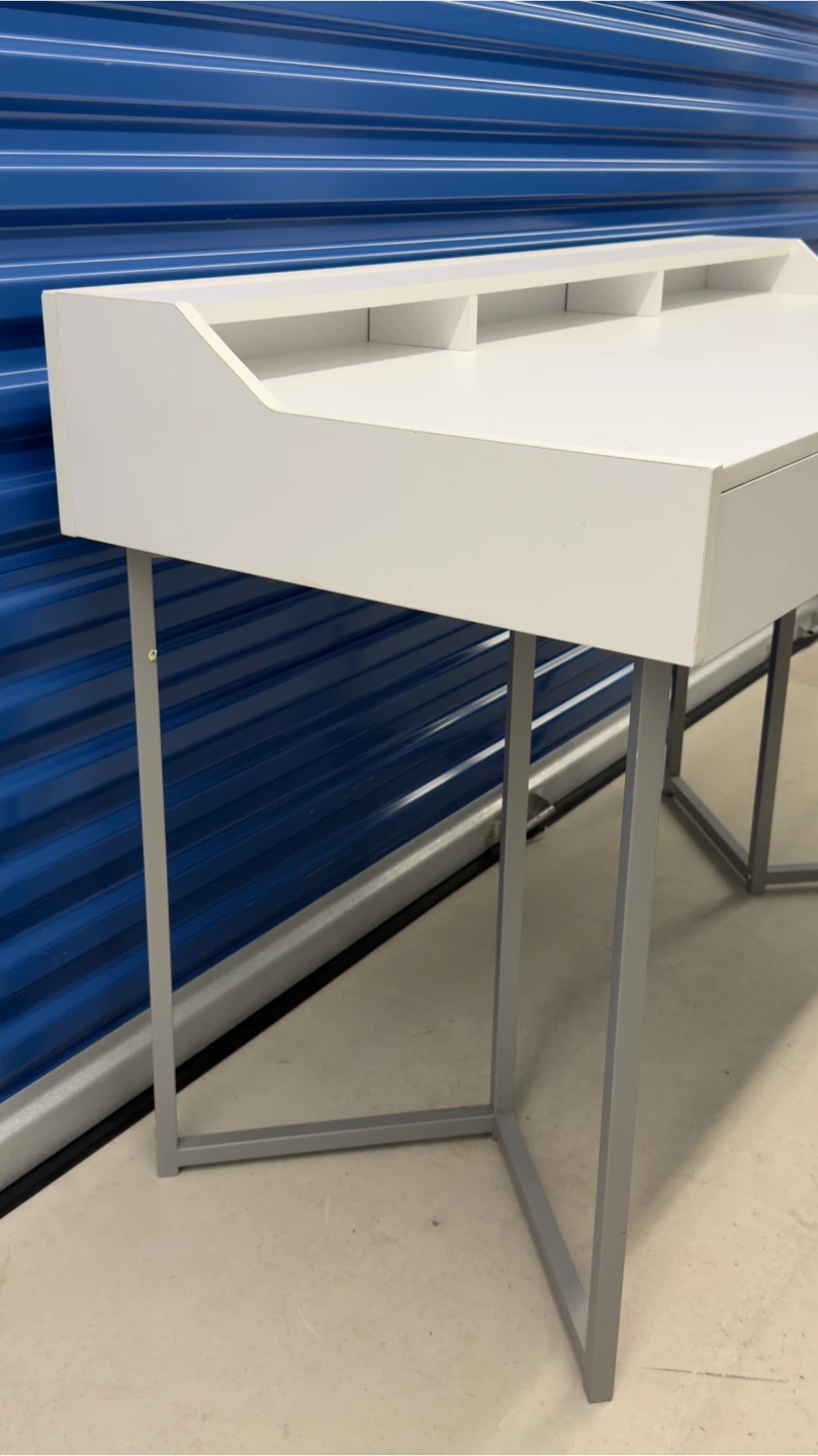 Computer desk - 48"l / white / silver metal - photo 3