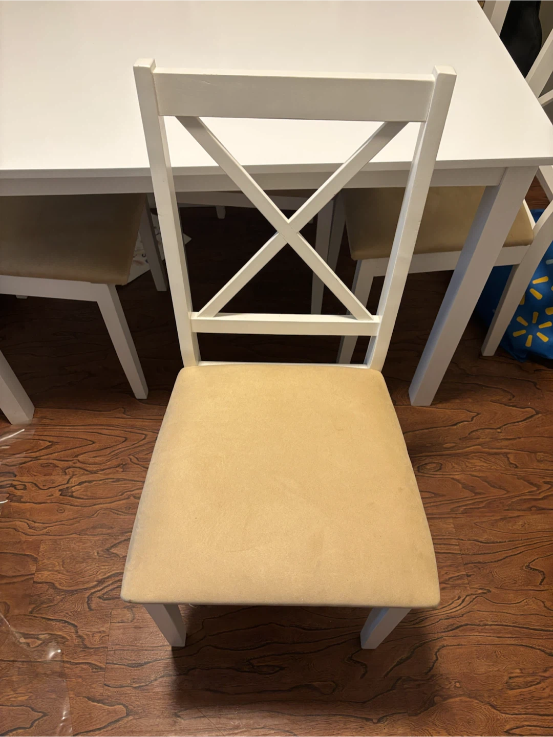 White Dining Table with Beige Chairs - photo 2