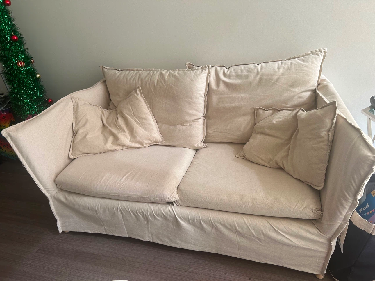 IKEA Cream Two-Seater Sofa with Toss Pillows - photo 2