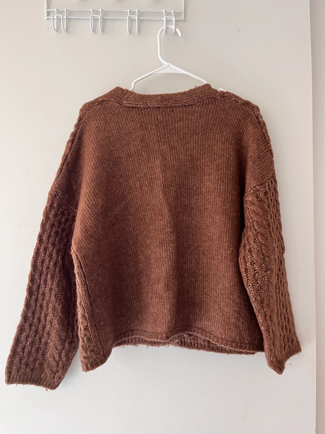 Stradivarius Brown Cable Knit Cardigan Size S - photo 2