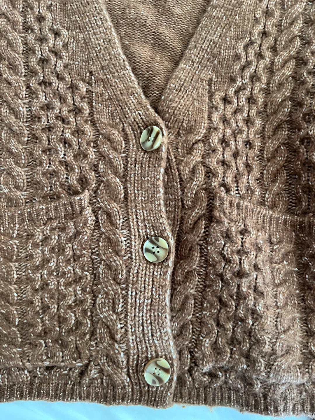 Stradivarius Brown Cable Knit Cardigan Size S - photo 3