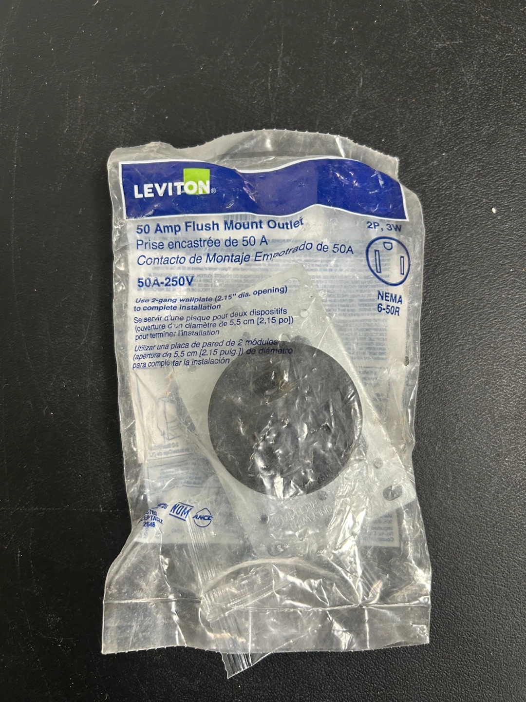 Leviton 5374-S02 50 Amp Flush Mount Outlet
