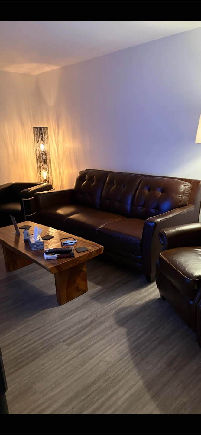 Brown leather 3seater sofa