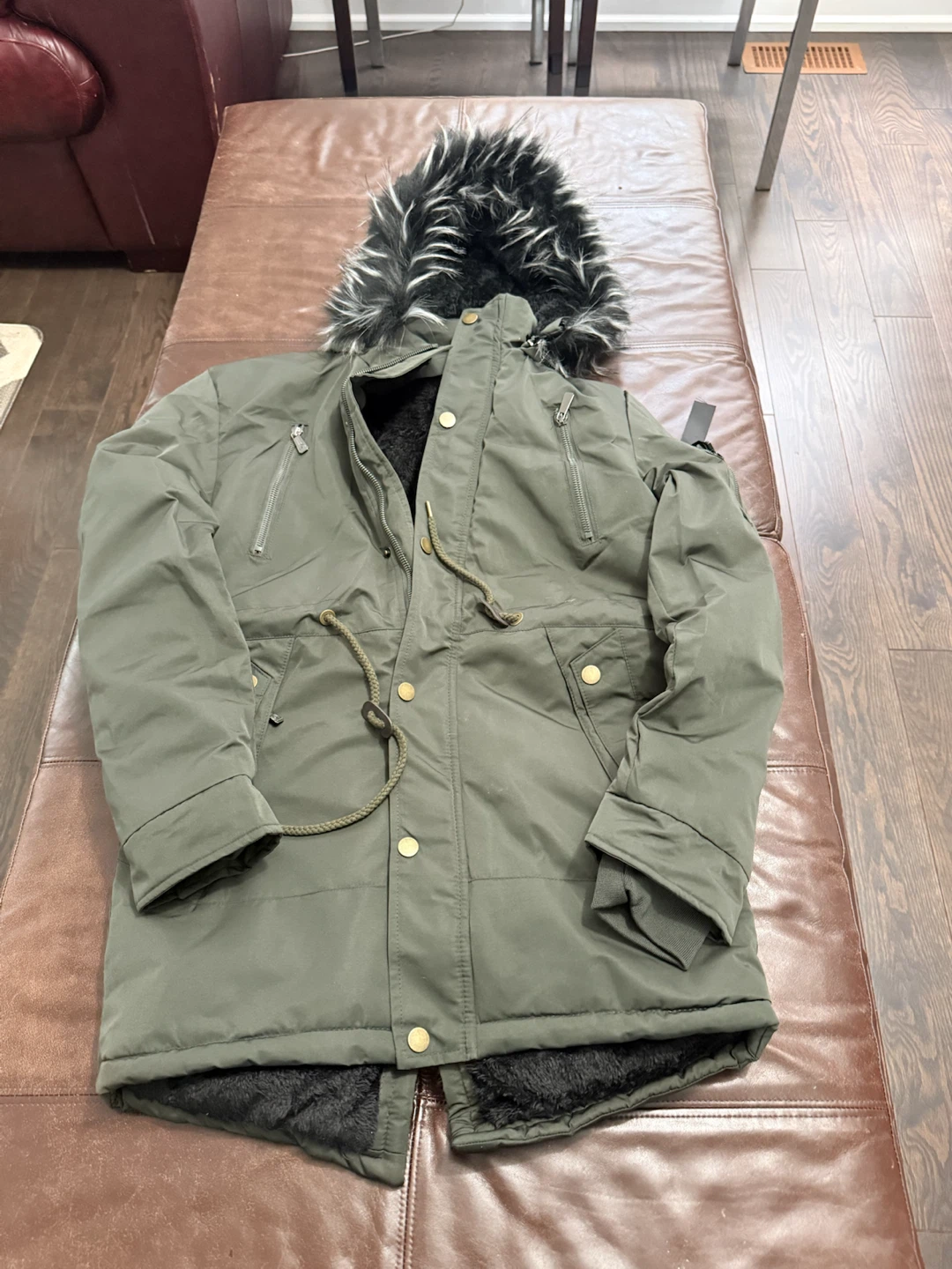 Green Parka Jacket with Fur Hood -Men - photo 2