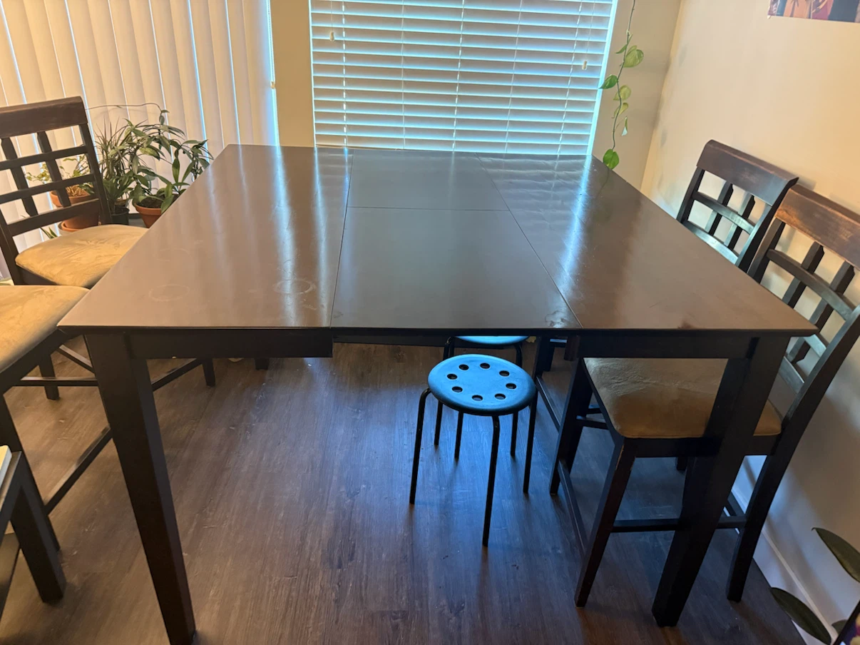 Solid Wood Extendable Counter Height Dining Table + 6 Chairs - photo 2