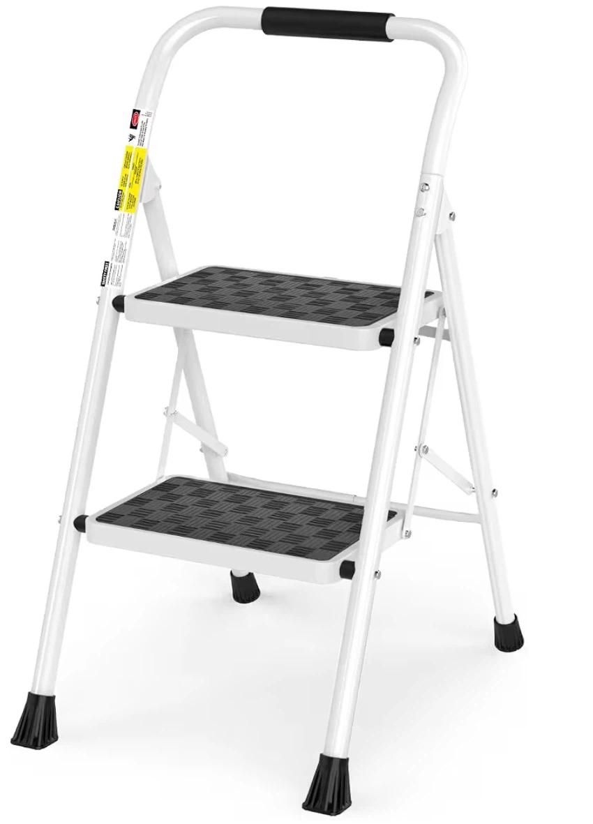 White 2-Step Folding Step Stool Ladder