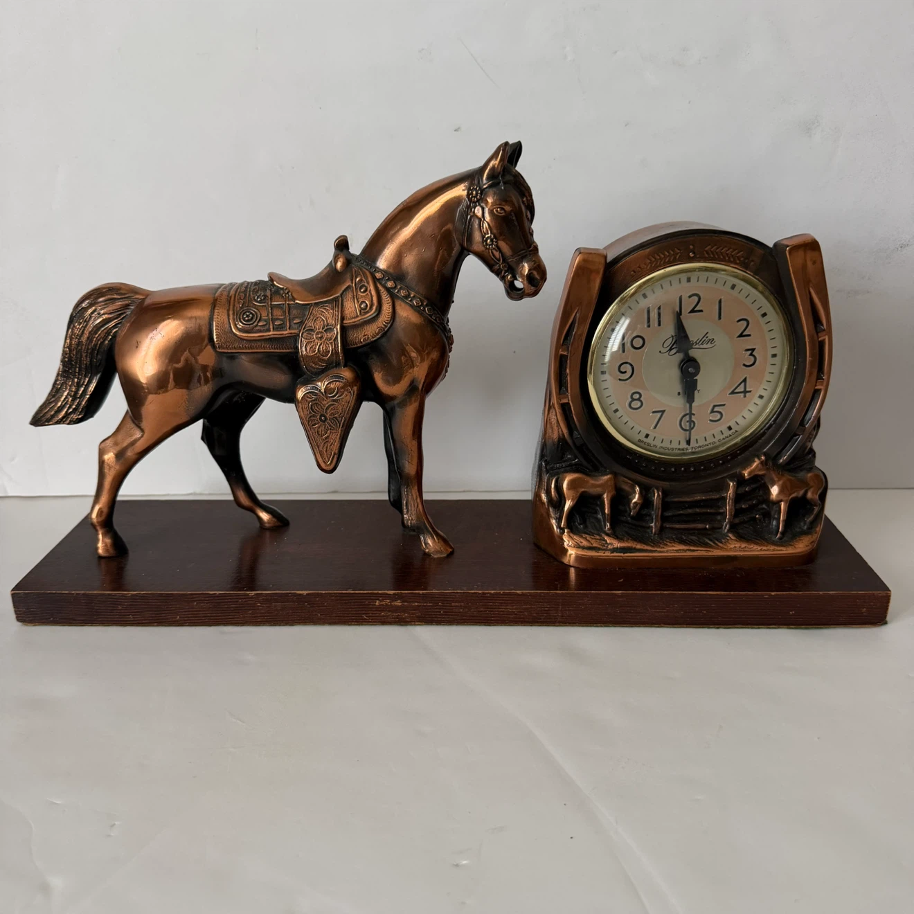 Breslin 8-Day Wind-up Copper Tone Clock and Horse - NOT WORKING