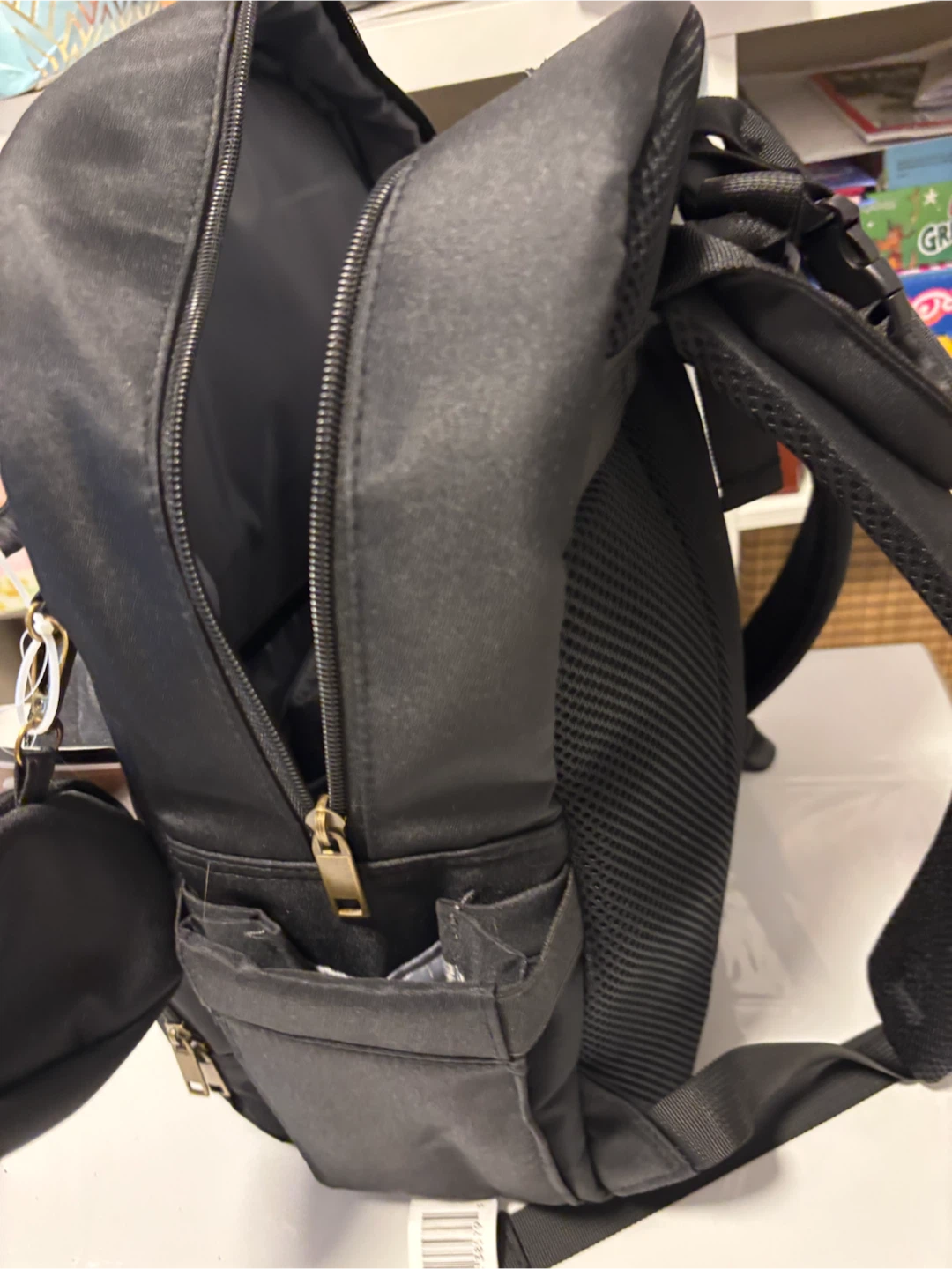 Black Diaper Bag Backpack with Insulated Cooler