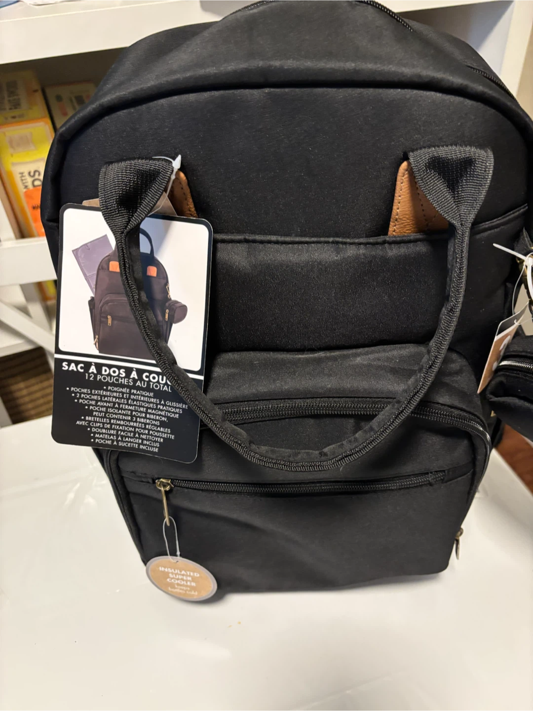 Black Diaper Bag Backpack with Insulated Cooler - photo 3