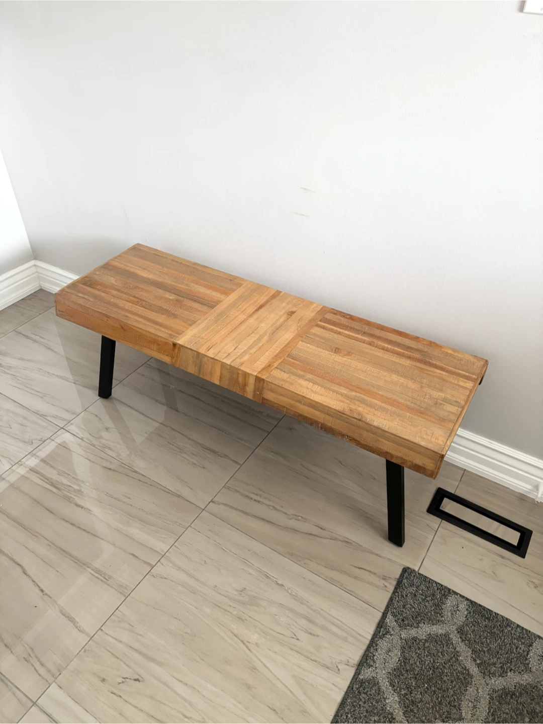 Wooden and metal rustic style hallway bench - photo 2